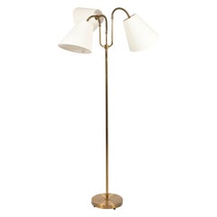Vintage Triple Light Brass Mid-Century Modern Floor Lamp