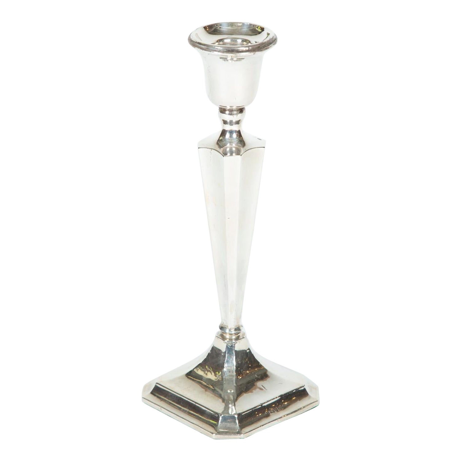 Silver Candlestick with Chester Marks For Sale