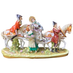 House Scheibe Alsbach Porcelain Horse-Drawn Carriage with Figures