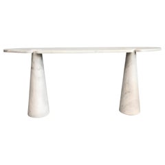 Italian White Marble Console Table by Angelo Mangiarotti