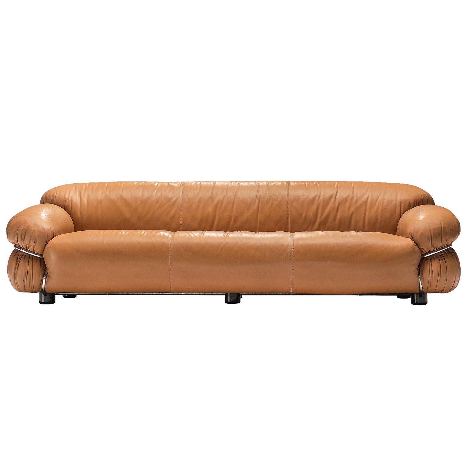 Gianfranco Frattini 'Sesann' Sofa in Original Cognac Leather