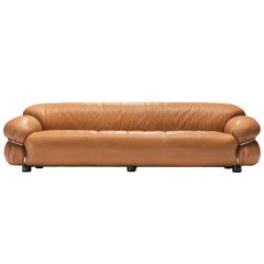 Gianfranco Frattini 'Sesann' Sofa in Original Cognac Leather