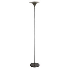 Black Tulip Floor Lamp, Aluminum, Gold decorated, Midcentury Italy, 1970s