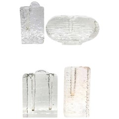 Collection of 4 Ice Block Glass "Solifleur" Vases, German, 1960s