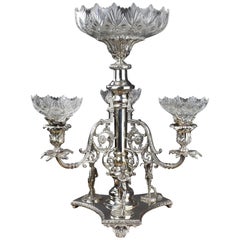 19th Century Silver Plate Golfing Candelabra Trophy / Centre Piece