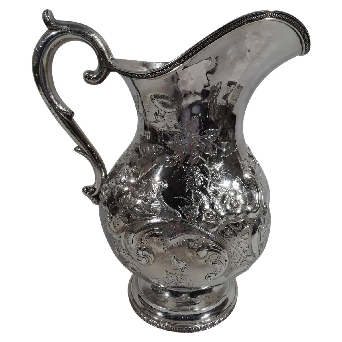 Large Antique Coin Silver Water Pitcher by Westervelt of New York