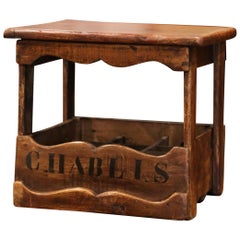 Antique French Walnut Nine Wine Bottle Chest with "Chablis" Inscription