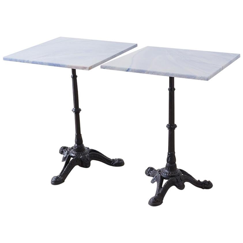 Pair of Granite and Iron French Bistro Cafe Tables