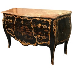Chic French Chinoiserie Bombe Chest Louis XV Style