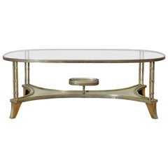 French Neoclassical Style Brass and Glass Coffee Table, 20th Century