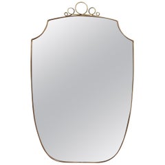 Midcentury Italian Wall Mirror with Brass Frame, circa 1950s