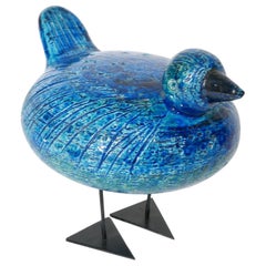 Raymor Bitossi Ceramic Duck / Bird with Metal Feet by Aldo Londi Made in Italy