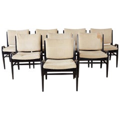 Set of Eight John Keal for Brown Saltman Dining Chairs