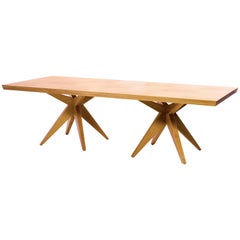 Angela Adams Double Bonfire Dining Table, Ash, Seats 12, Handcrafted, Modern