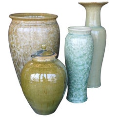 Collection of Crystalline Glazed Ceramics in Green