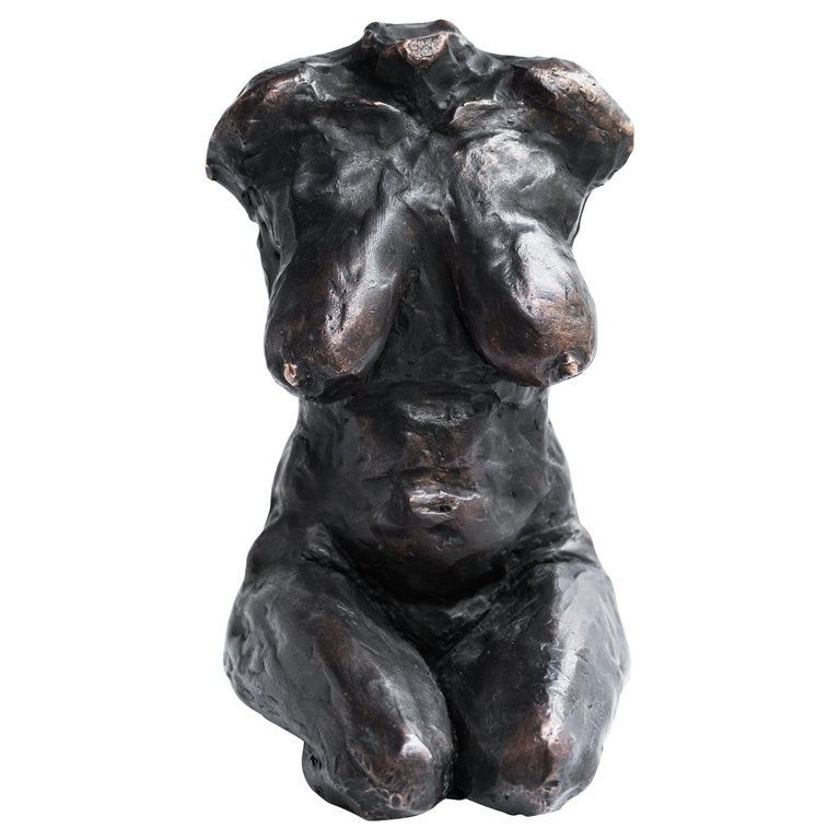 Contemporary Bronze Nude Female Torso Sculpture For Sale