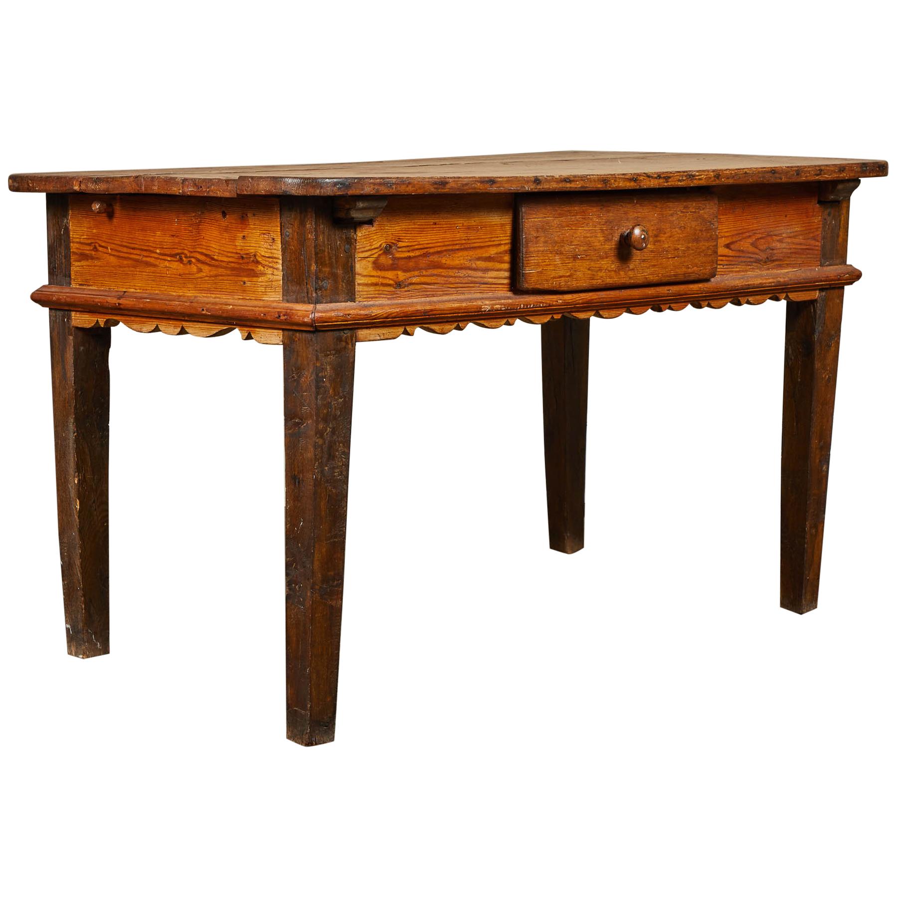 Early 19th Century French Baroque Pine and Oak Table