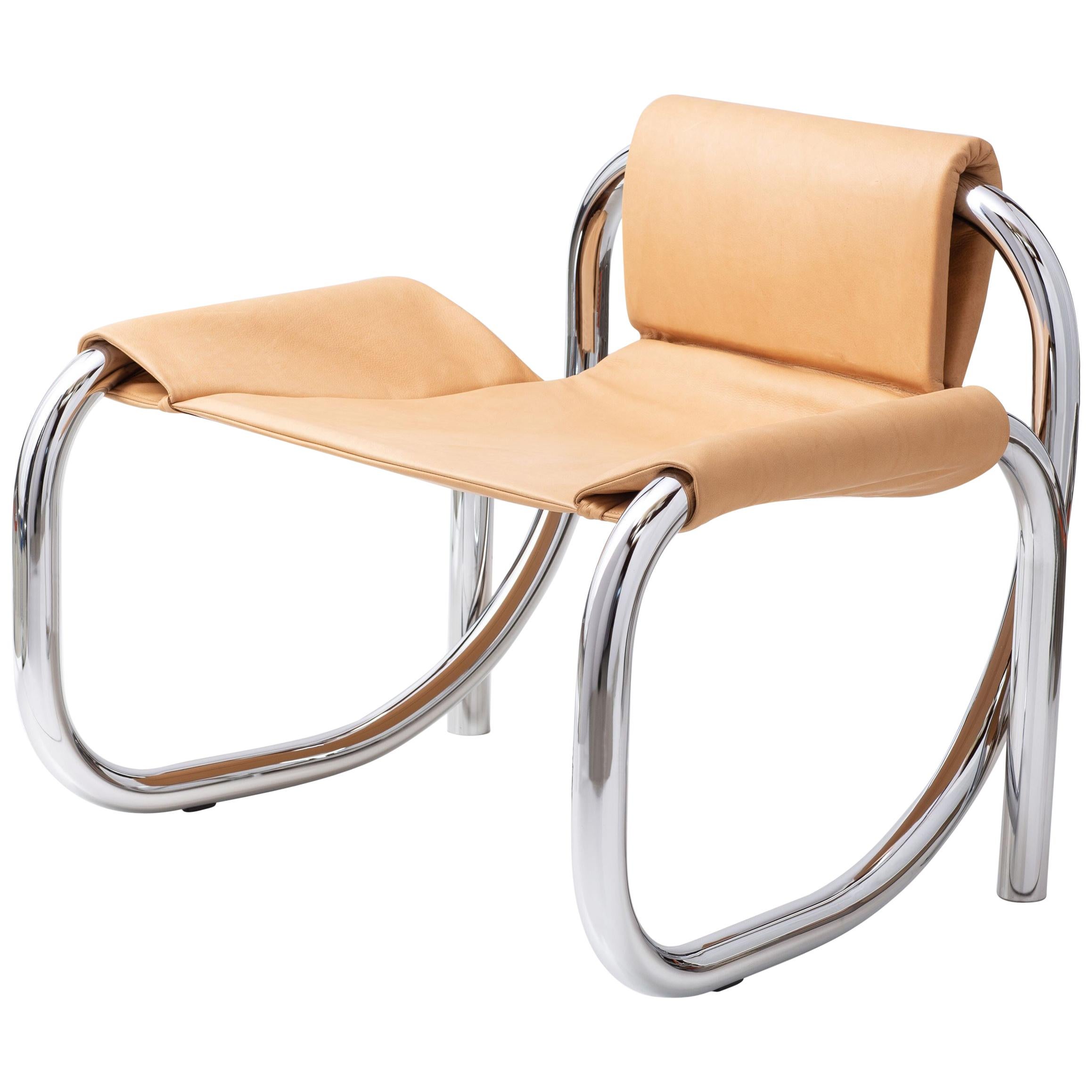 Coda Polished Chrome Frame with Cushioned Leather Sling Chair