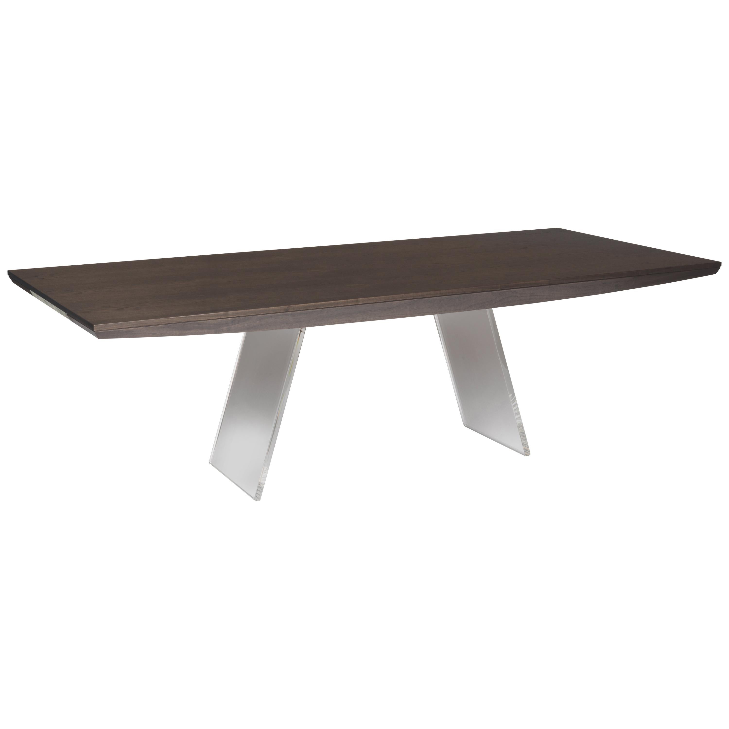 Modern Ebonized Walnut and Lucite Dining Table For Sale