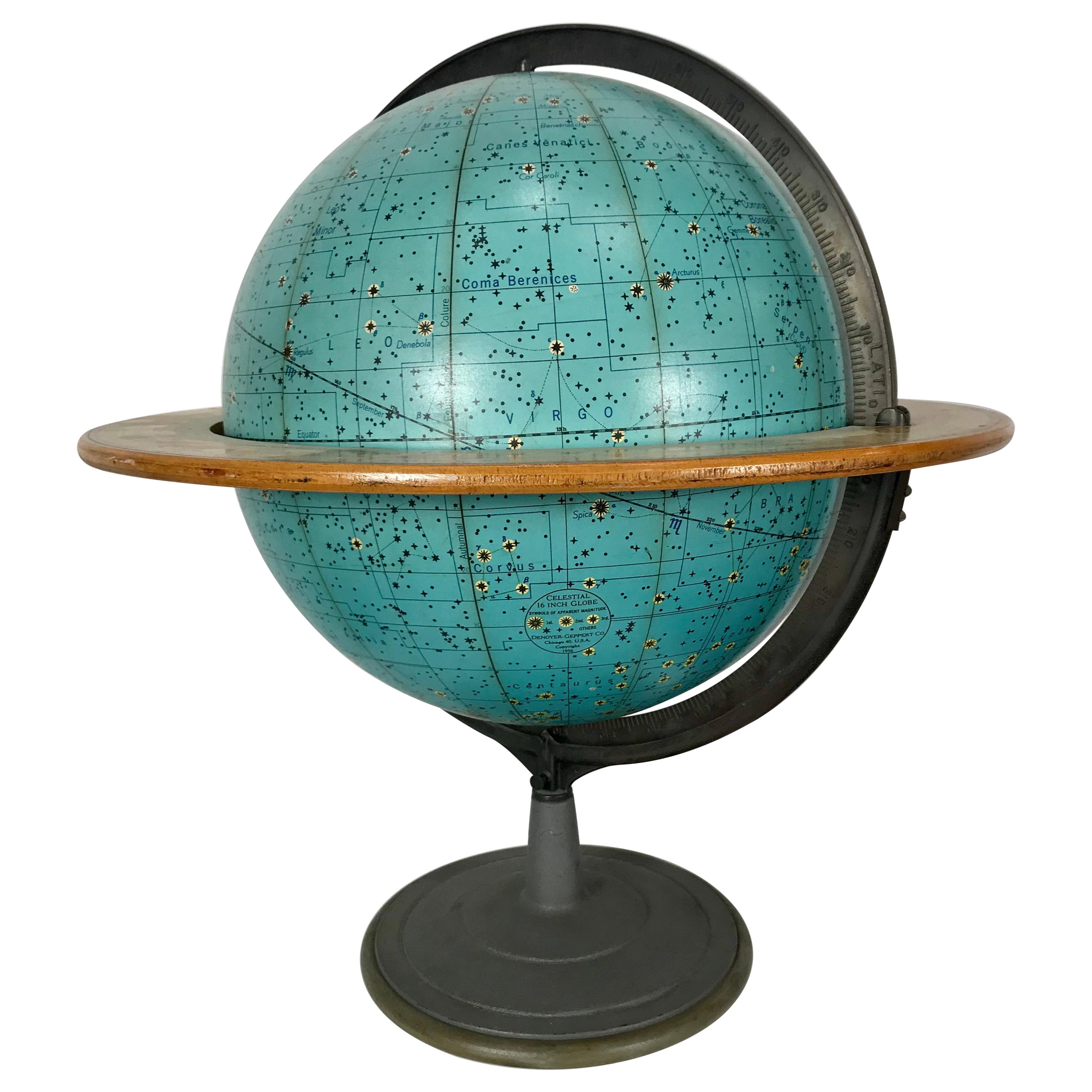 Mid Century 16" Celestial Globe, Zodiac by Denoyer-Geppert., , 1956