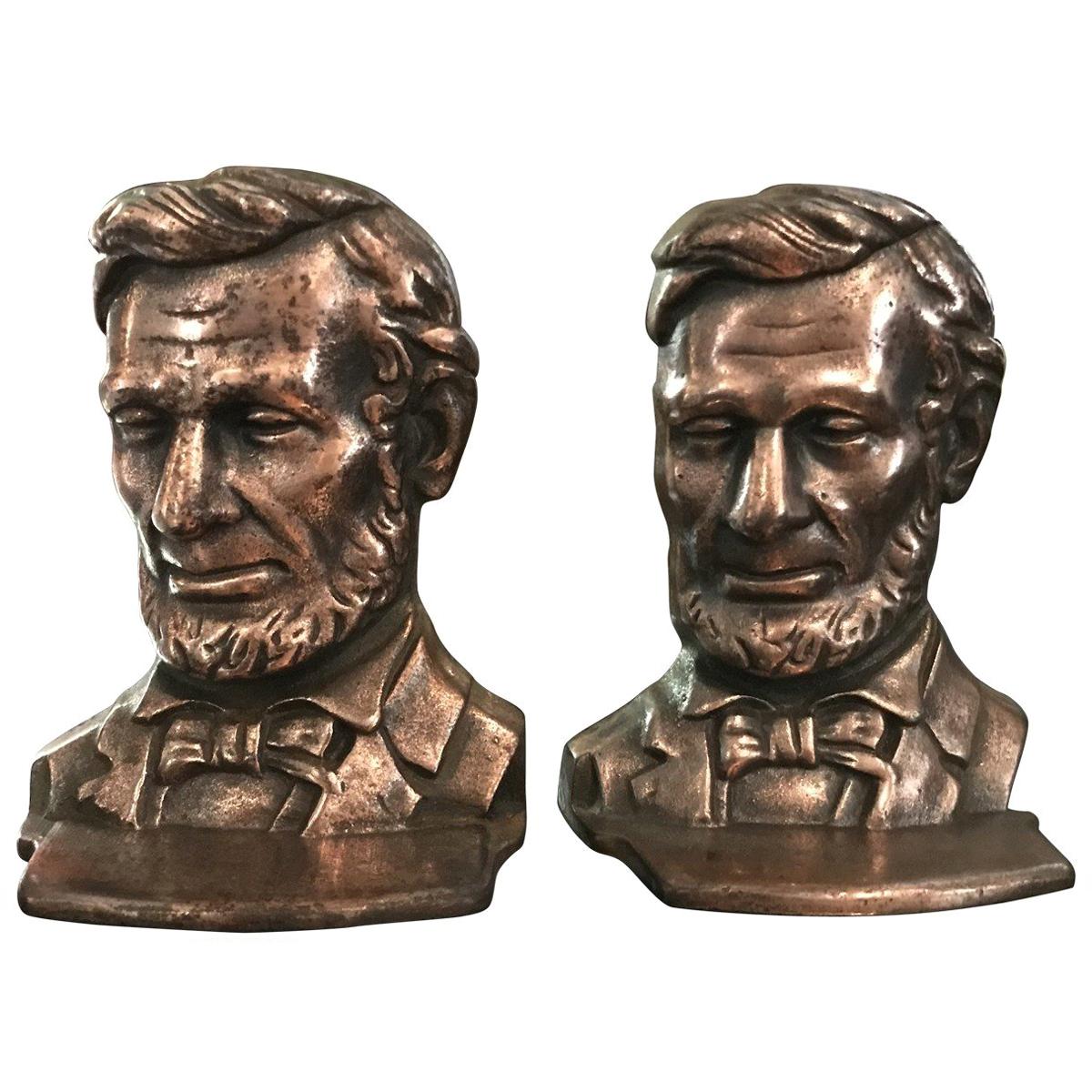 Pair of Lincoln Iron Bookends For Sale