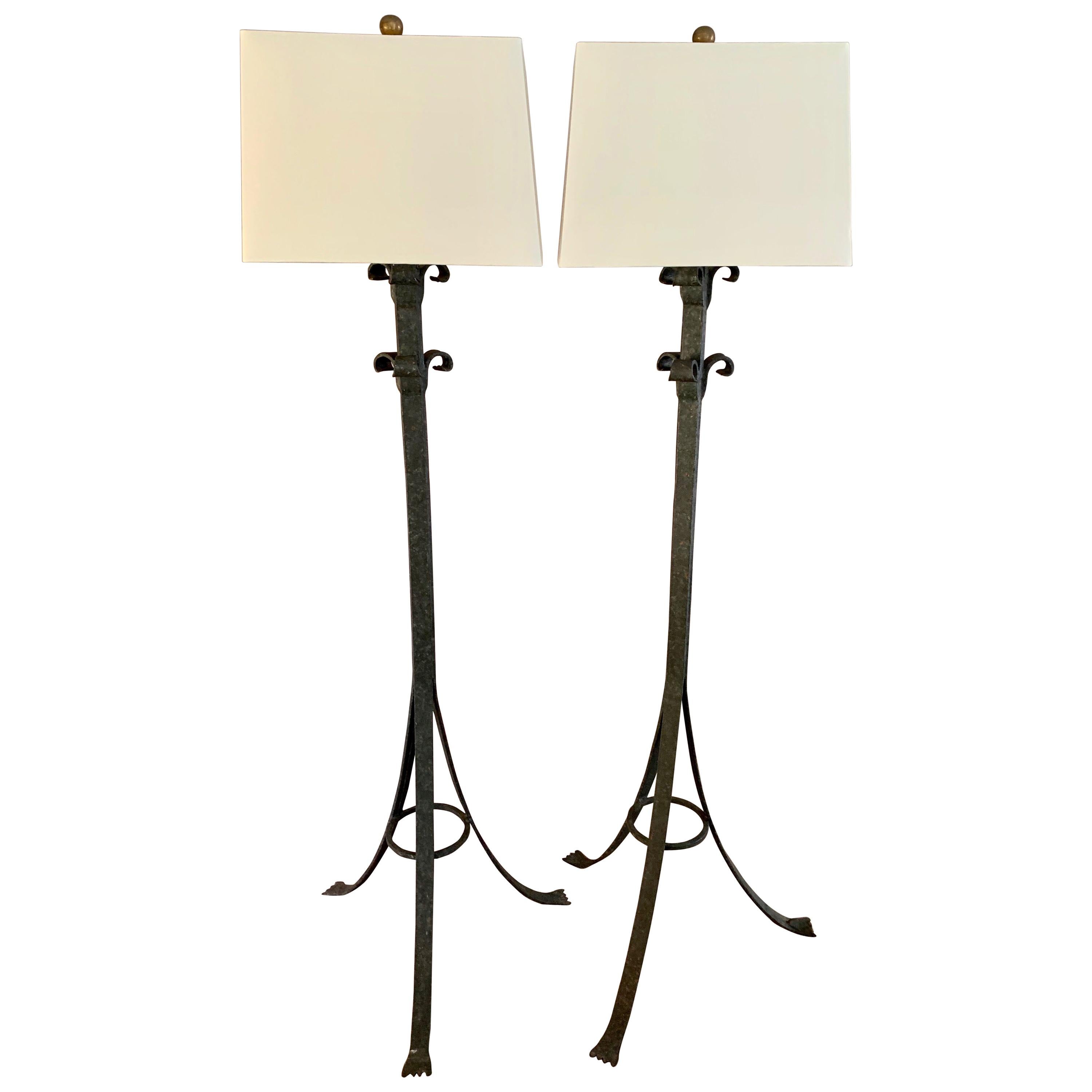 Pair of Wrought Iron Floor Lamps