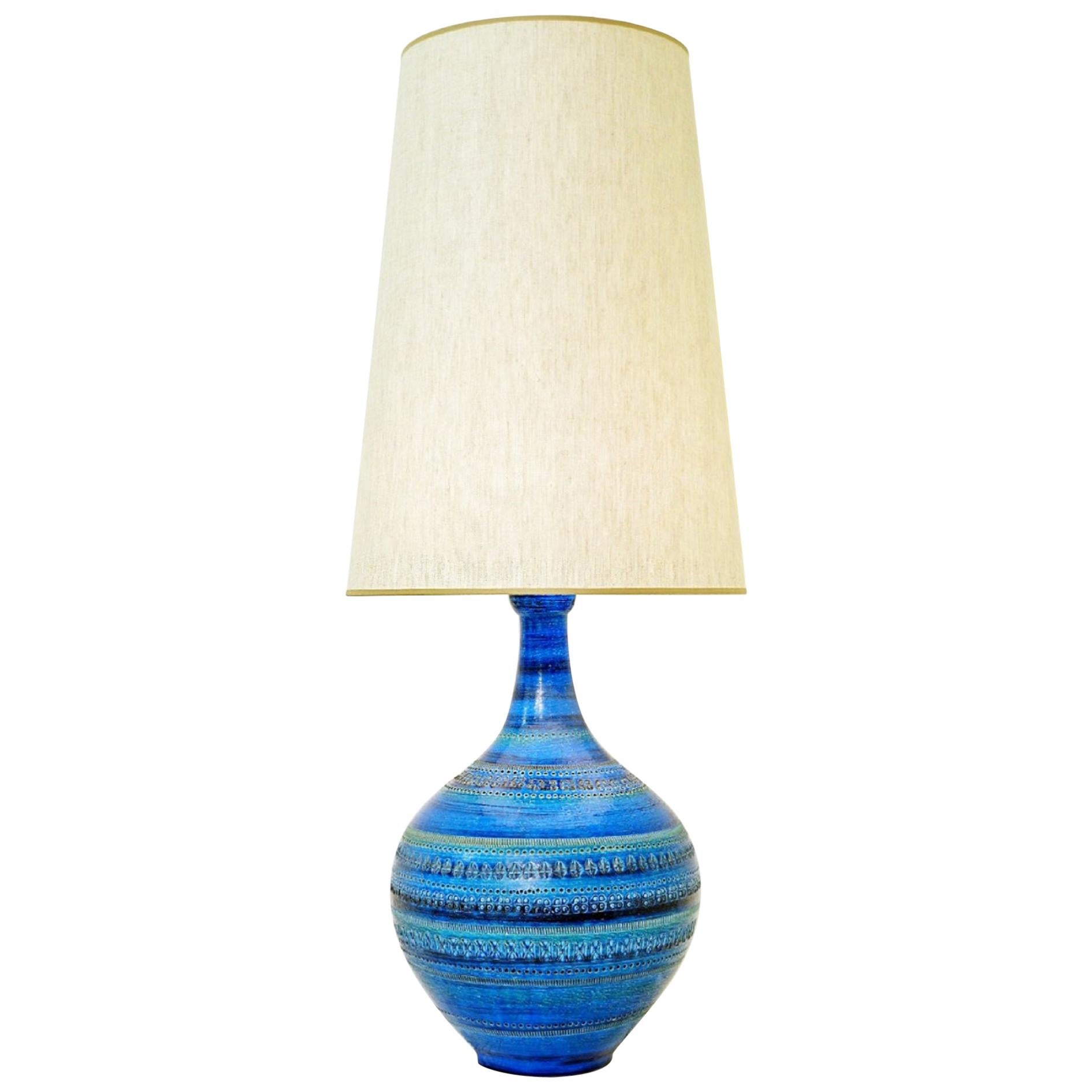 Aldo Londi for Bitossi 'Rimini Blue' Pottery Table Lamp, 1960s