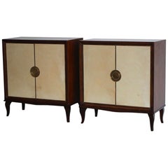 Pair of French Parchment Cupboards, circa 1930s
