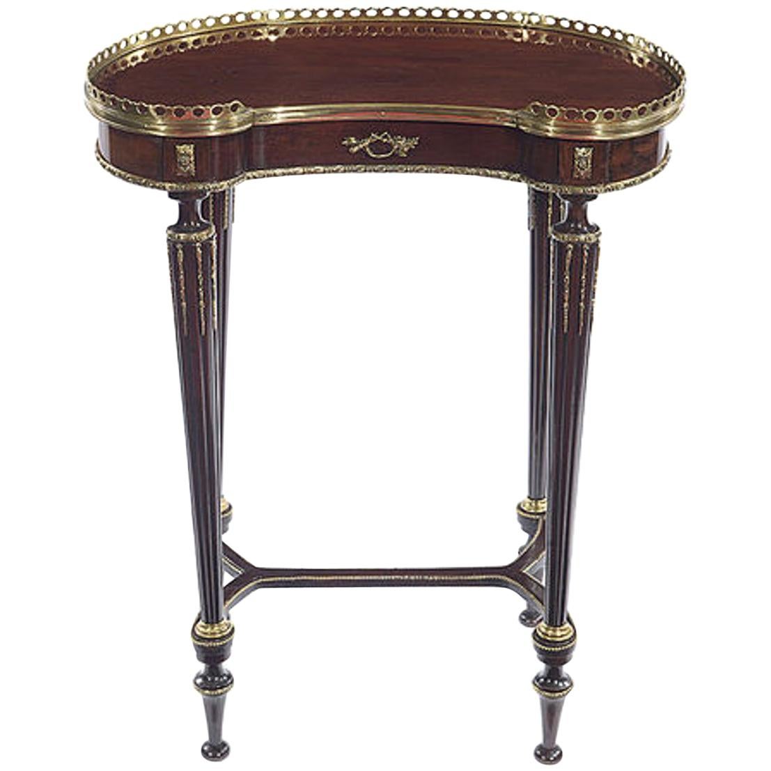 French Mahogany Occasional Table with Brass Metal Mounts For Sale