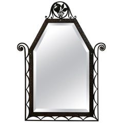 Charles Piguet Art Deco Wrought Iron Wall Mirror, circa 1930