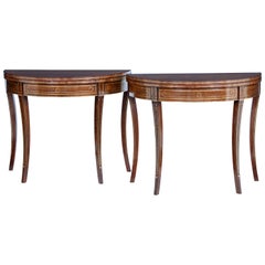 Pair of 19th Century Mahogany and Brass Inlaid Tea Tables