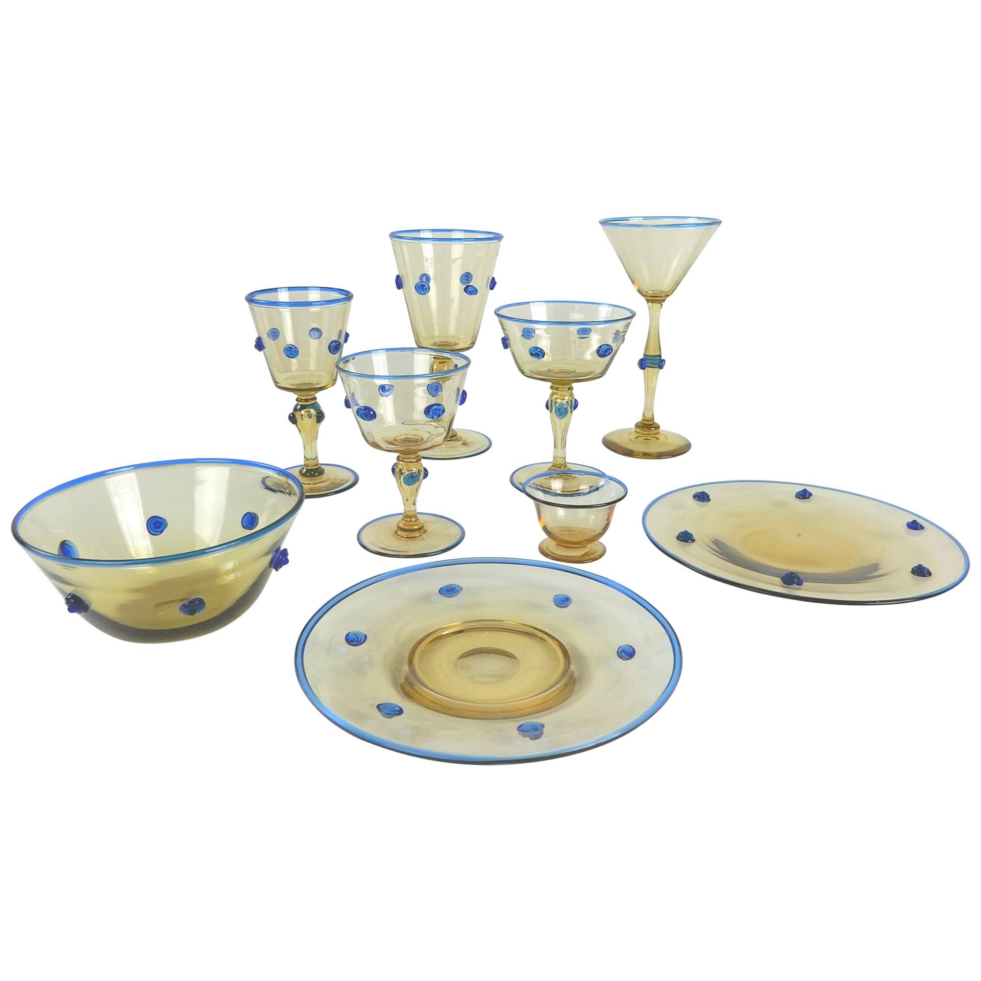 Venini Vittorio Zecchin Art Glass Service Set, Murano, Italy