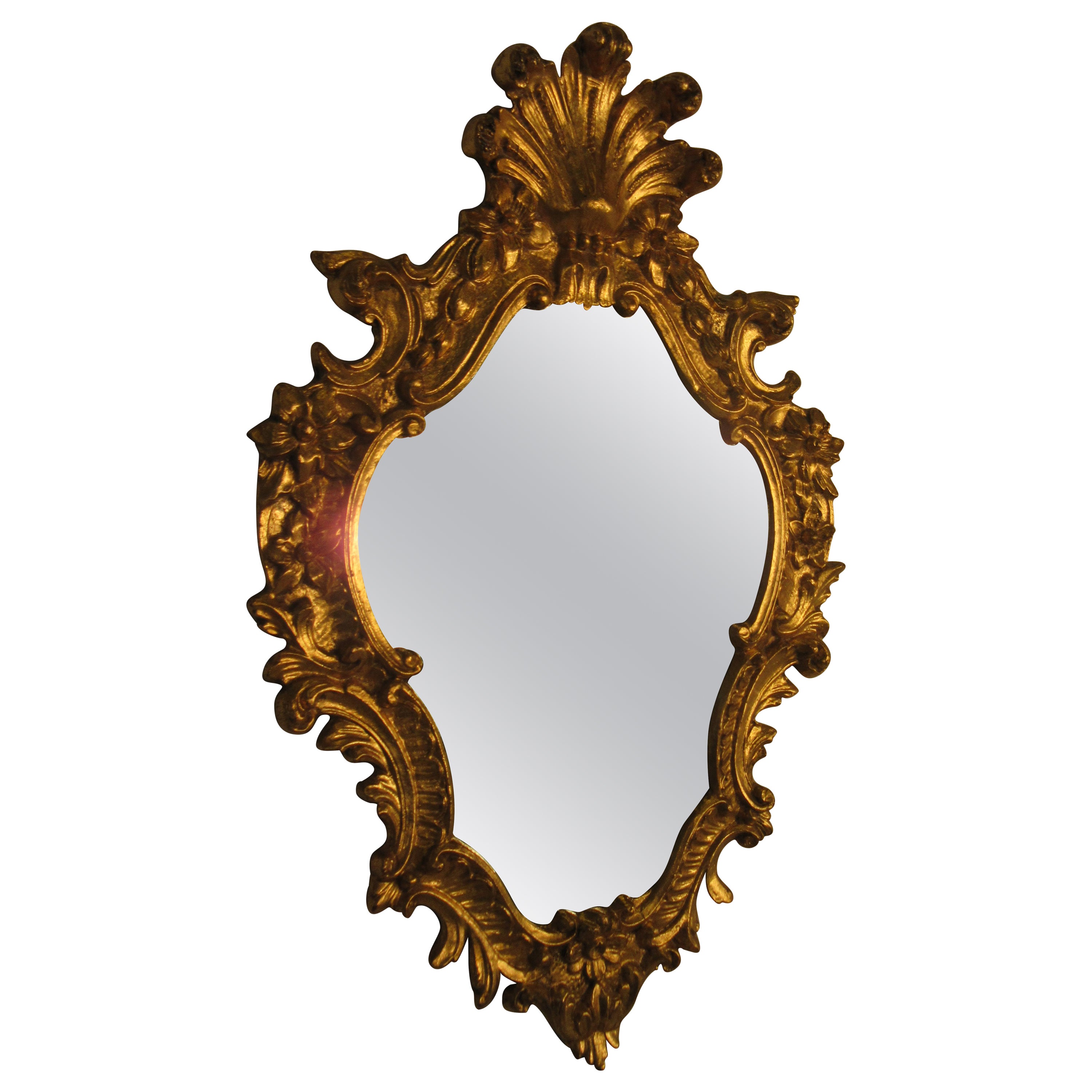 1950s Italian Gilt Carved Wood Small Mirror at 1stDibs