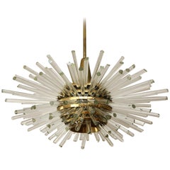 Lampadario Sputnik 'Miracle', aste di vetro in ottone, Bakalowits, anni '60