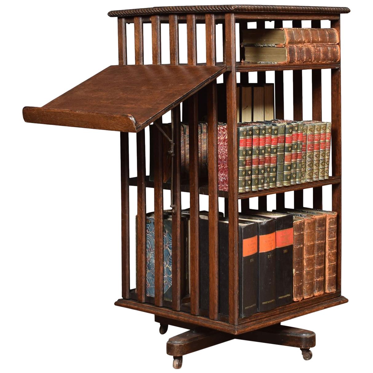 Oak Three-Tier Revolving Bookcase