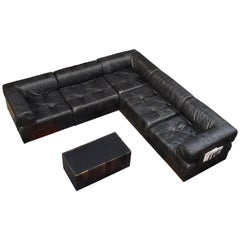 Used De Sede DS88 Sectional Patchwork Sofa in Black Leather, Switzerland, circa 1970