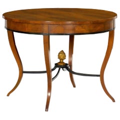 Antique Austrian Biedermeier Fruitwood Round Center Hall Table, 19th Century