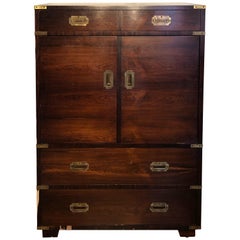 Vintage Rosewood Brass Campaign Chest of Drawers Cabinet John Stuart ON SALE 