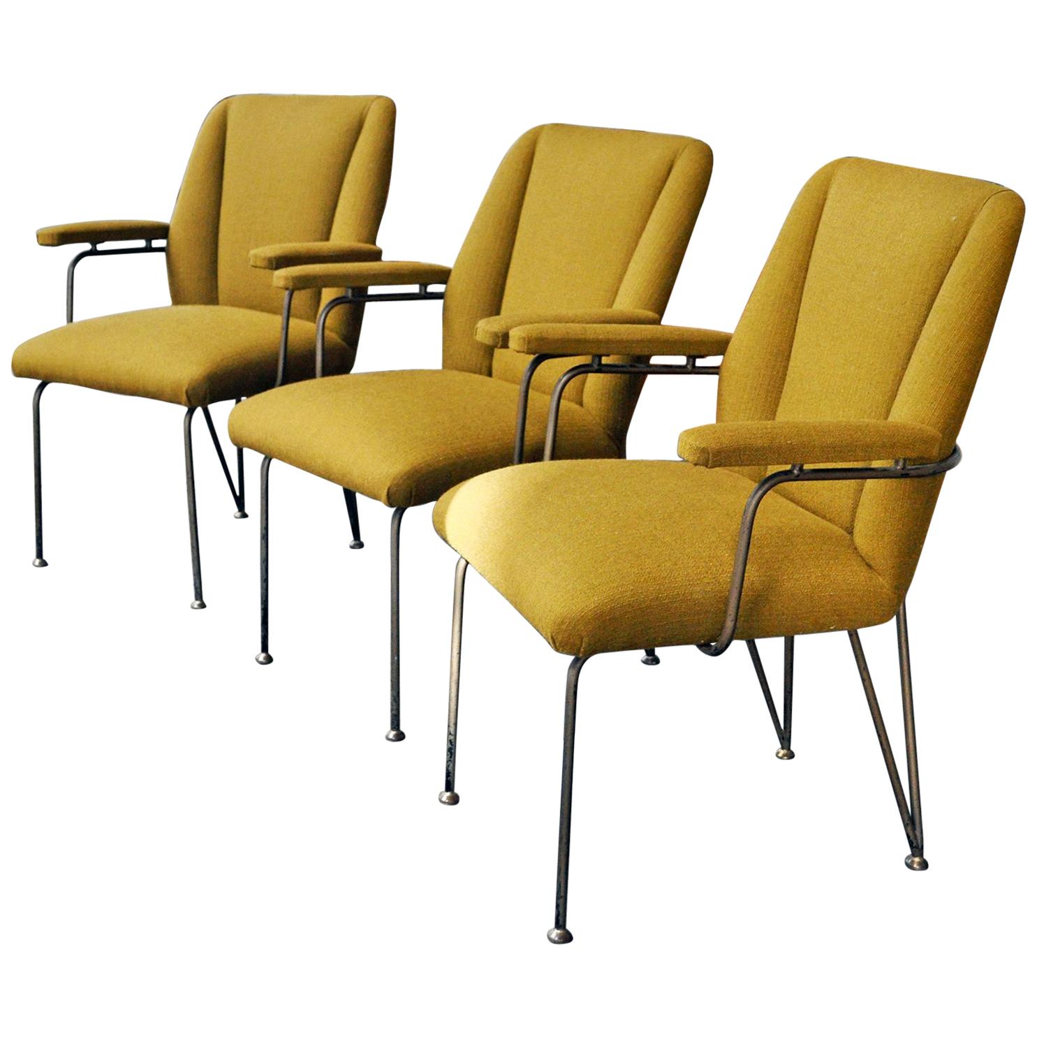 Three Italian Vintage Armchairs, 1950s For Sale