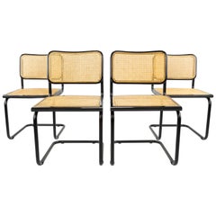 Midcentury Modern Marcel Breuer Black B32 Cesca Chairs, Italy, 1970