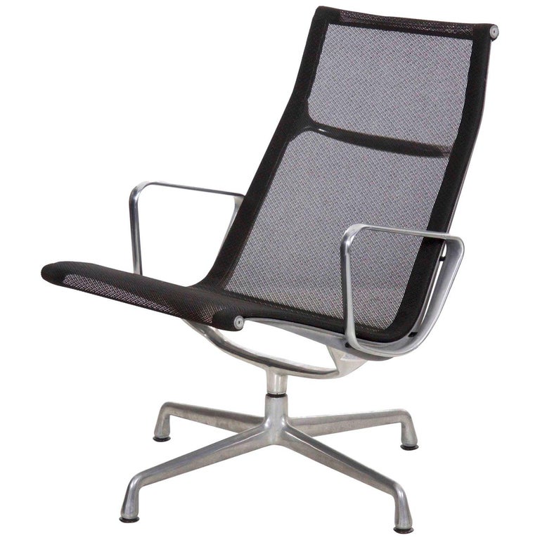 Modern Aluminium Black Mesh Chair by Charles and Ray Eames for Herman