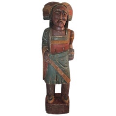 Antique Cigar Store Indian Hand Carved and Painted, Counter