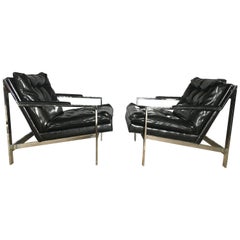 1970s Vintage Cy Mann Chrome Chairs, a Pair