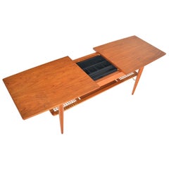 Danish Modern Extendable Teak Coffee Table with Storage