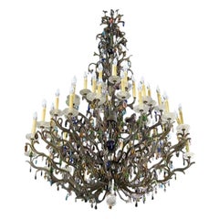 Palatial Muti-colored Crystal and Rock Crystal French Louis XV Chandelier