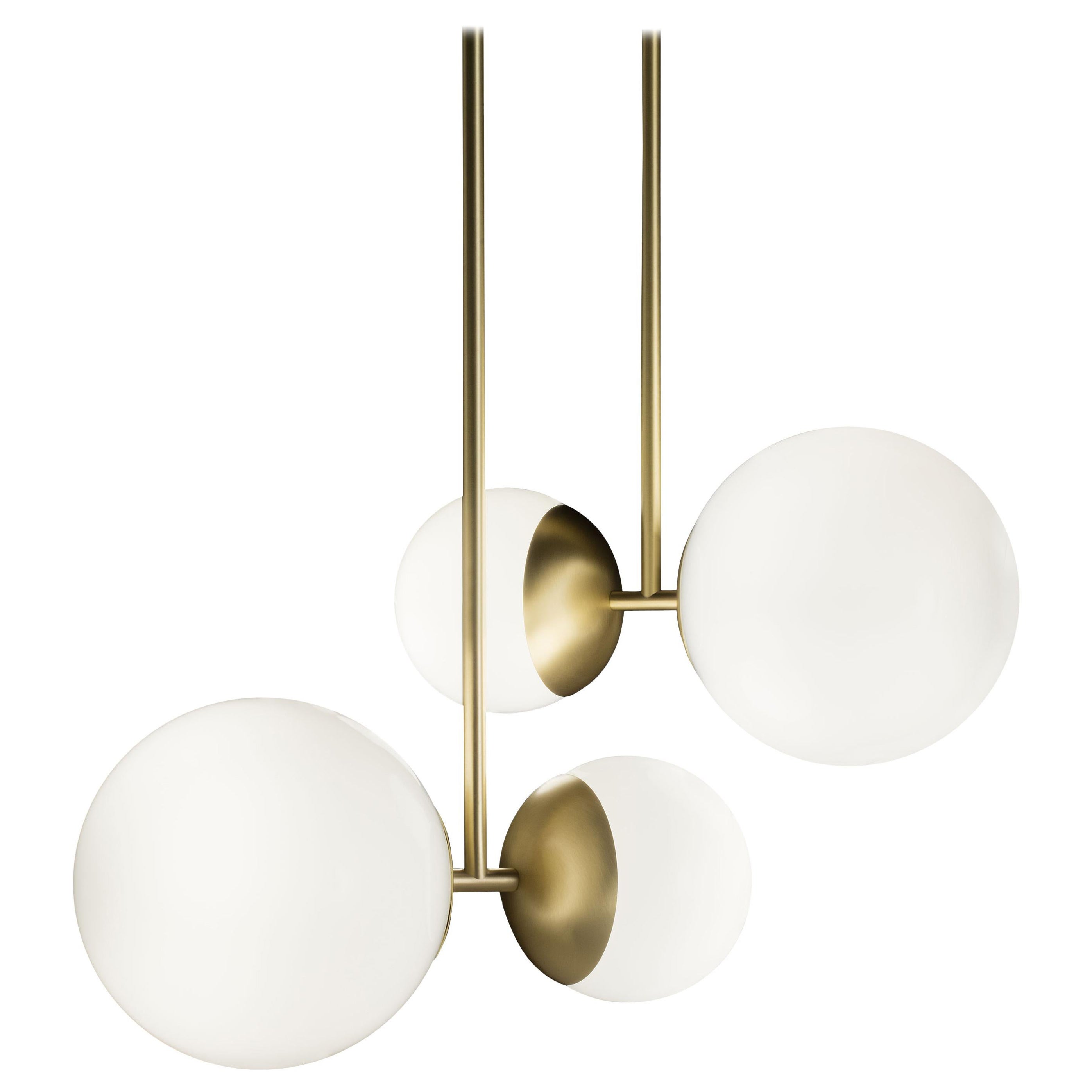 Biba Sospensione Ceiling Lamp in Satin Brass and White Glass for Tato Italia