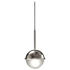 Netta Sospensione Pendant Lamp in Black Chrome and Satin Glass for Tato Italia
