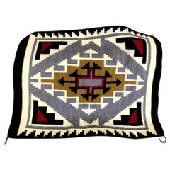 Used Native American Navajo Handwoven Geometric Rug Mat