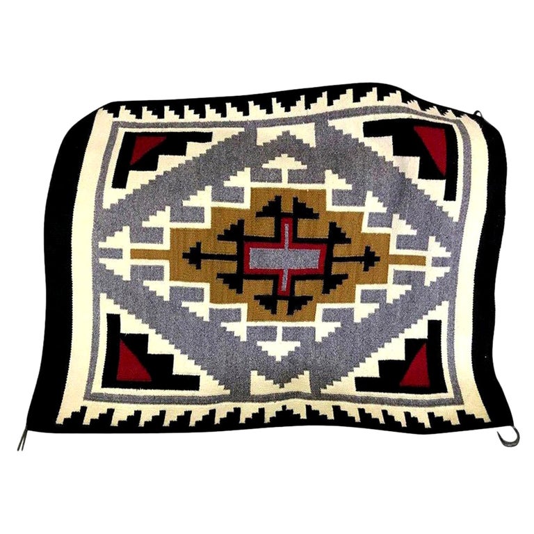 Native American Navajo Handwoven Geometric Rug Mat For Sale