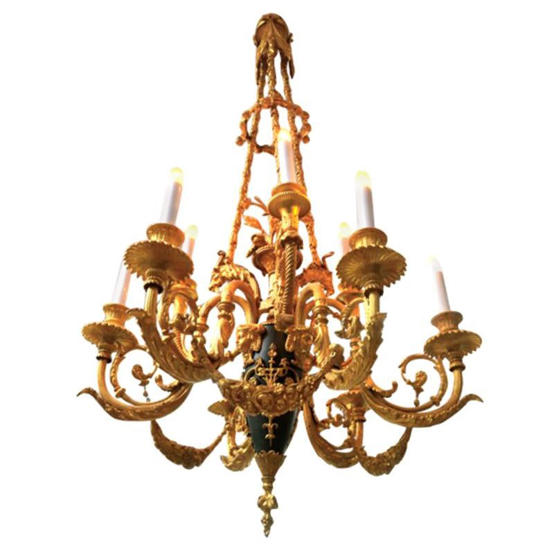 French Late 19th Century Belle Epoque Style Gilt Bronze Chandelier For Sale